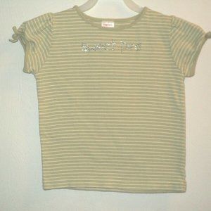 Gymboree Girls Size 4 Shirt Green Striped, Sweet Pea, Rhinestones, Short Sleeve